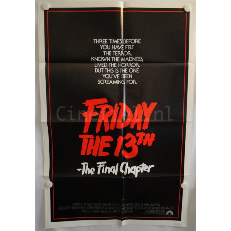 Friday the 13th The Final Chapter US One Sheet Movie Poster Original Joseph Zito