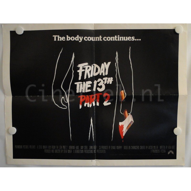 Friday the 13th Part 2 - US Half Sheet Display Movie Poster Original Steve Miner