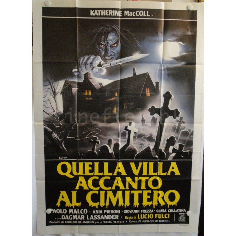 The House by the Cemetery - 1981 IT 2 Foglio Movie Poster Original Lucio Fulci